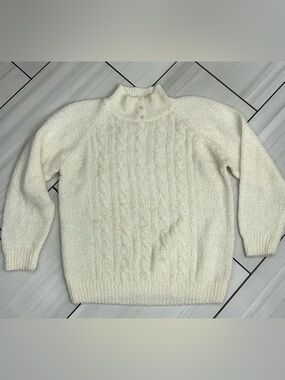 Vintage Miranda Cream Knit Sweater Womens Medium Cozy Grandpa Cottagecore